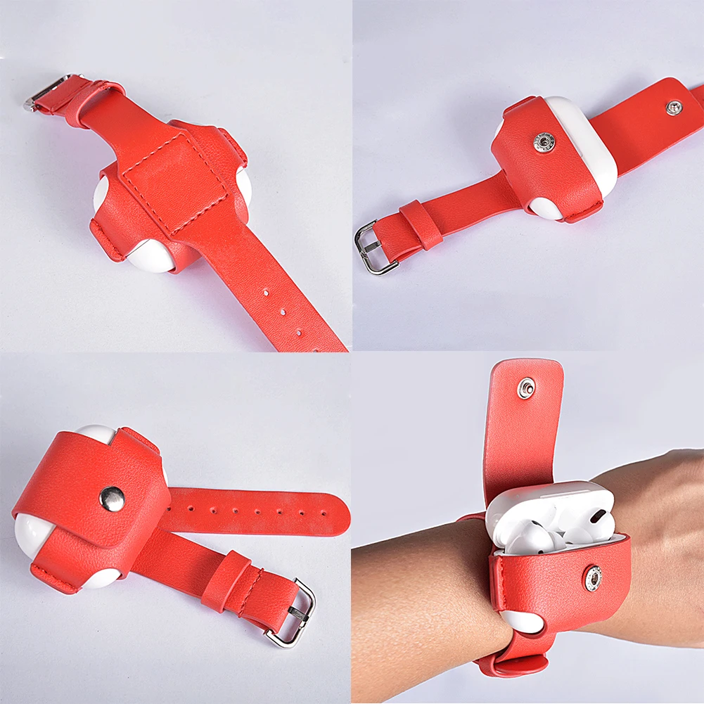 Кожаный браслет-держатель, чехол для наушников для Apple AirPods Pro 3, беспроводная Bluetooth зарядка, подставка, коробка, защита от потери, чехол на запястье