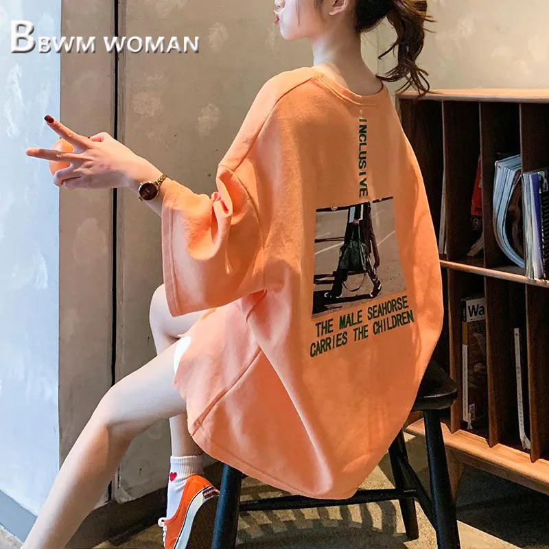 

2019 White Green And Orange Color Women T Shirts Casual Round Neck Female Tee Shirts