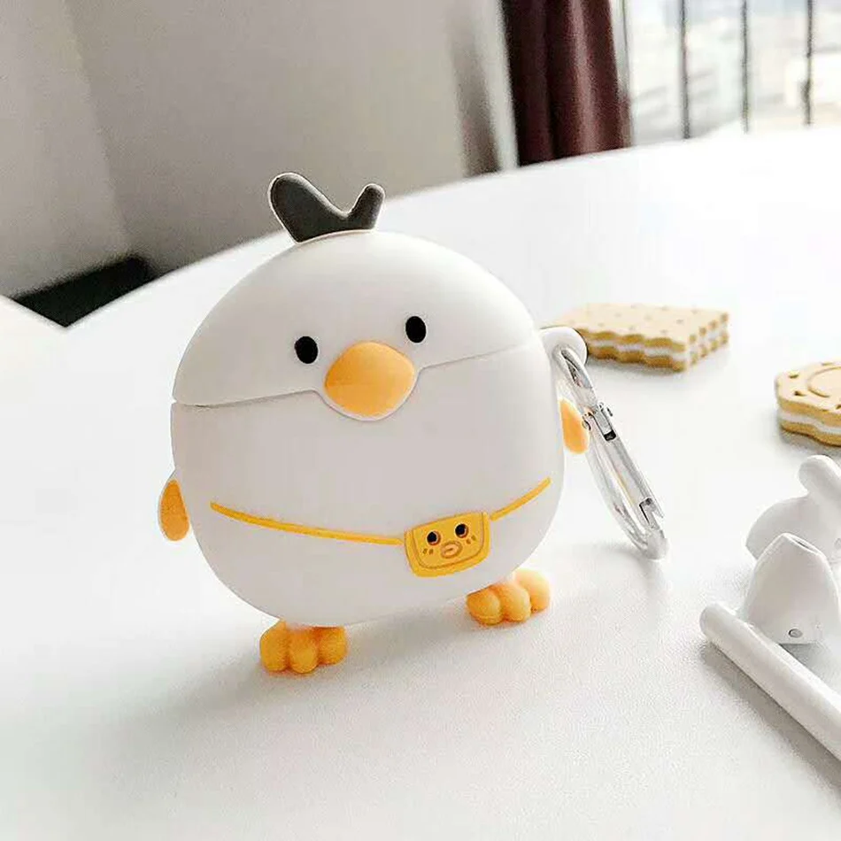

For Huawei Freebuds 3 Case Cute 3D Cartoon Lovely Duck Earphone Case For Huawei New Case Headset Protect Cover with Keychain