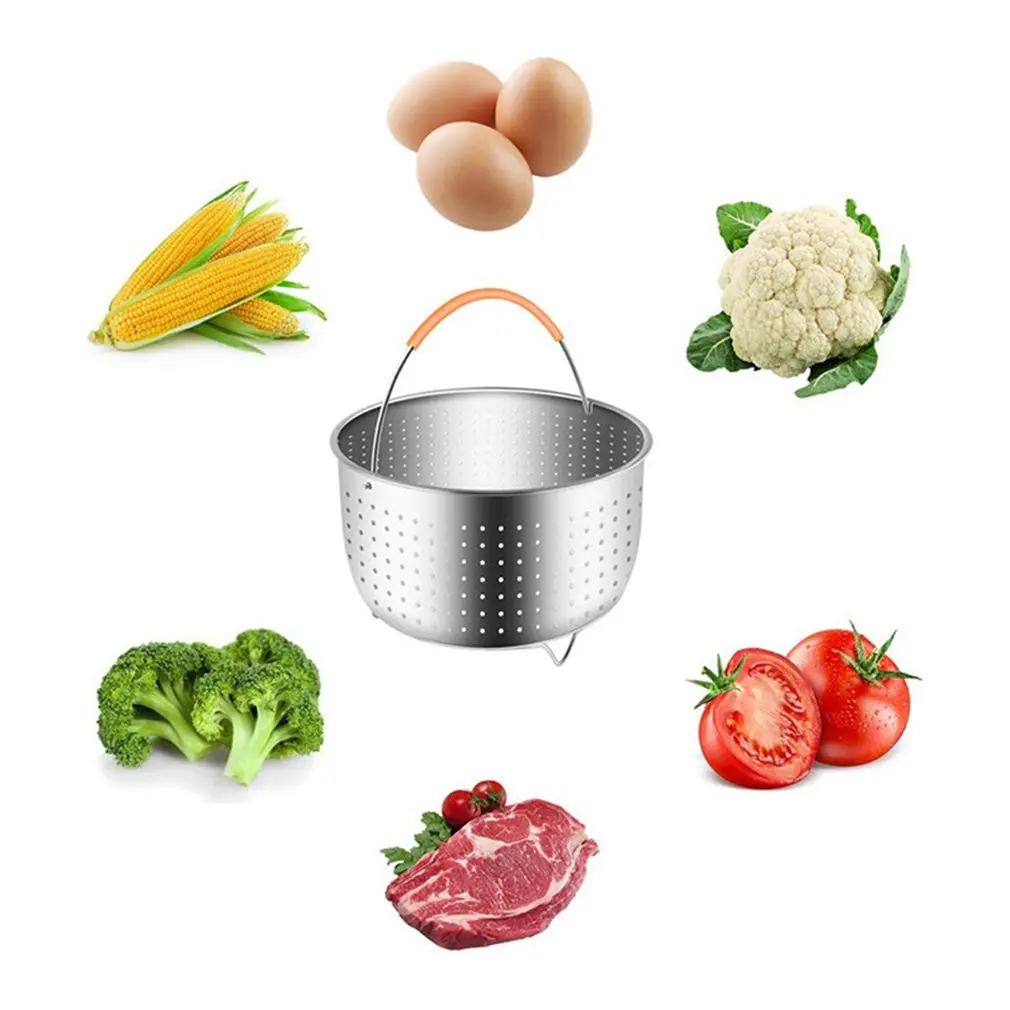 Stainless Steel Kitchen Steam Basket Pressure Cooker Anti-scald Steamer  Multi-Function Fruit Cleaning Basket Cookeo Accessories