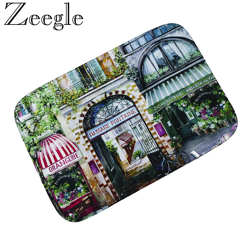 Vintage Entrance Doormat Floor Mat Kitchen Non Slip Foot Mat Flannel Carpet for Living Rooms Outdoor Door Mats Bedroom Floor Rug