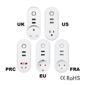 

Wireless network WIFI smart timing plug socket 2 USB charging remote control AC90~AC240V US UK FRA EU/DE smart socket plug