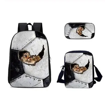 

New 3D exquisite pattern school bag 3 piece set boy and girl funny animal backpack multifunctional school bag pencil bag