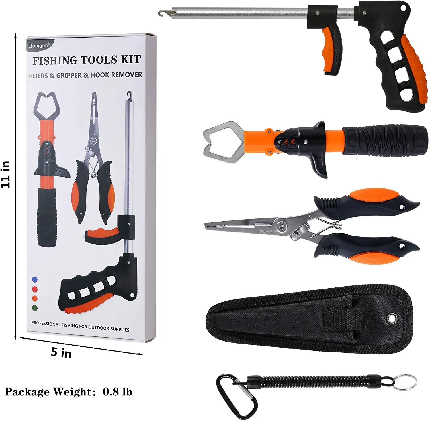 3PC Fishing Tool Kit Aluminum Fish Hook Remover Muti-Function Stainless Steel Fishing Pliers Fish Lip Gripper with Pliers Sheath