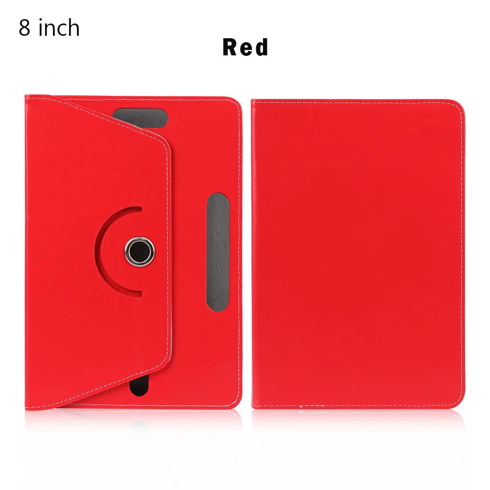 8 inch red 360 Degree Rotating Universal Tablet Case PU Leather Cover For Samsung Galaxy Tab 7 8 9 10.1 inch Android Tablet PC - Цвет: 8 inch red