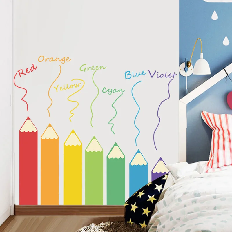1PC New Cartoon Colorful Pencil Wall Sticker For Kids Room Living Room DIY Kindergarten Play Room Mural Home Decor 40*60cm NEW 1PC New Cartoon Colorful Pencil Wall Sticker For Kids Room Living Room DIY Kindergarten Play Room Mural Home Decor 40*60cm NEW