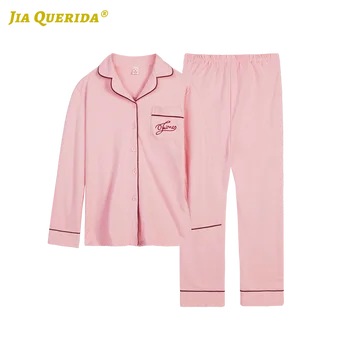 

Turn Down Collar Long Sleeve Long Pants Sleepwear Fashion Casual Style 100% Cotton Woman Clothes Homesuit Homeclothes Pj Set