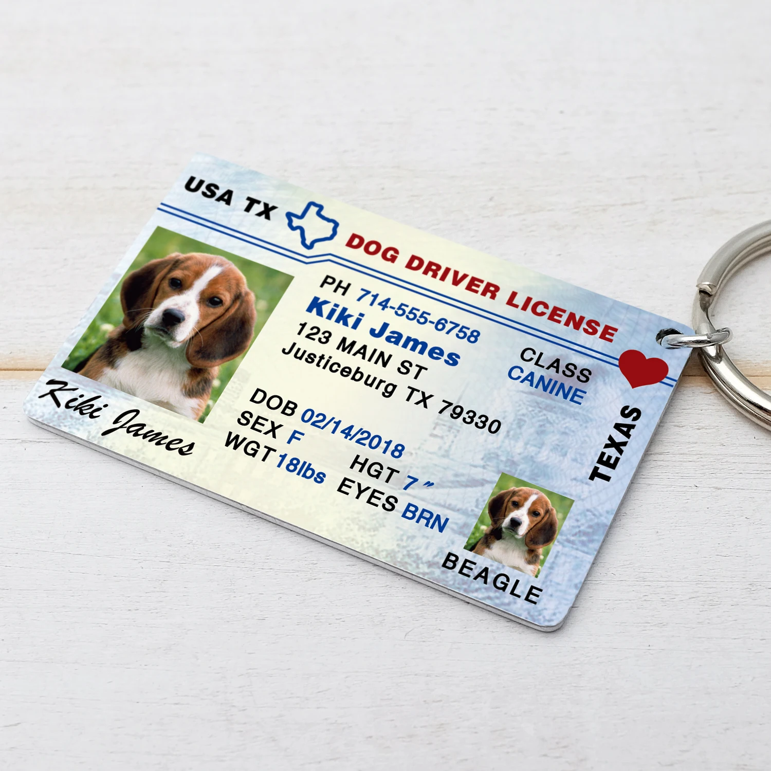 driver license dog tag
