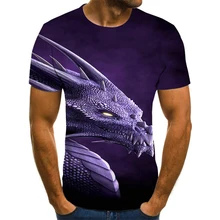 Camiseta de manga corta para hombre, camisa con estampado 3D de dragón psicodélico, a la moda, de verano, 2021