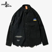 Мужские ассиметричного кроя с низким подолом модная футболка в стиле хип-хоп свободные рубашки Винтаж Harajuku с длинным рукавом Повседневное уличная Осенняя верхняя одежда