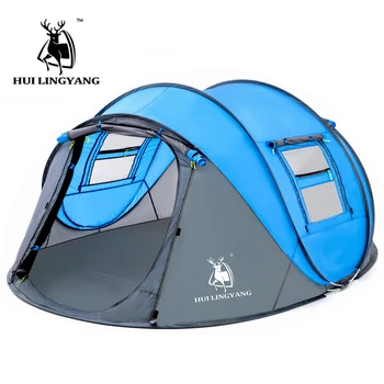 

Large throw tent outdoor 3-4-6 persons automatic speed open throwing pop up windproof waterproof beach camping tent large space