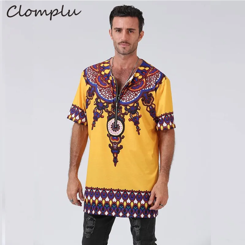 Clomplu африканская Дашики Свободная Повседневная футболка африканская мужская одежда модная футболка с принтом Дашики короткий рукав Этническая Одежда