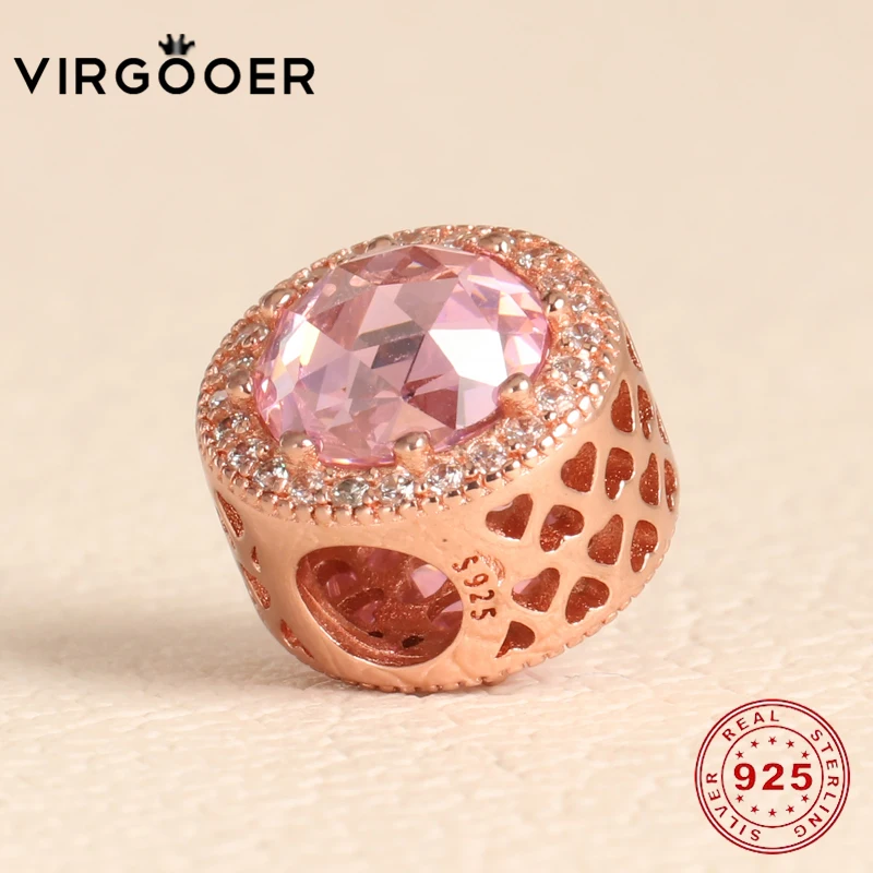 Virgooer Fit Pandora Подвески Серебро 925 Зеленый Кристалл сияющее сердце бусины для