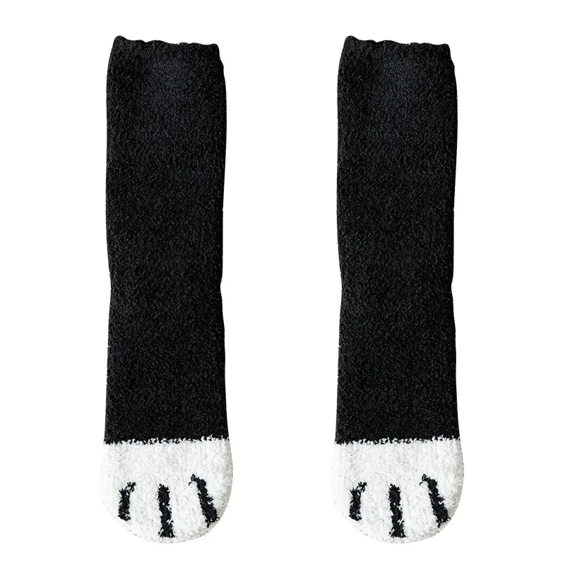 Зимние теплые носки с кошачьими лапами для женщин; толстые коралловые флисовые Носки для девочек; домашние Пушистые Носки-тапочки; Kawaii; рождественские носки с когтями - Цвет: 521W5 fuzzy