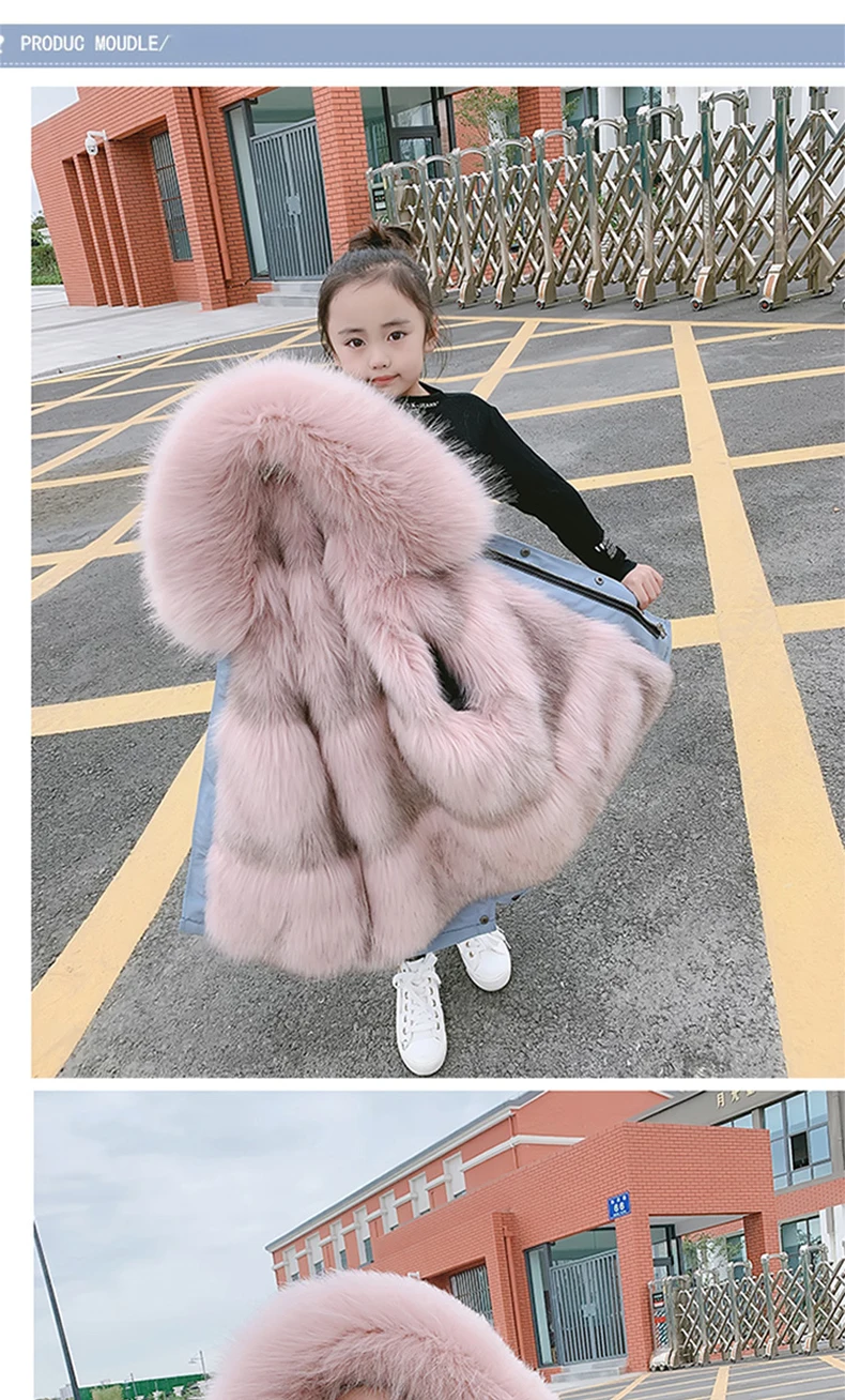Boys Girls Fur Jacket Winter Faux Fur Liner Coat Outerwear