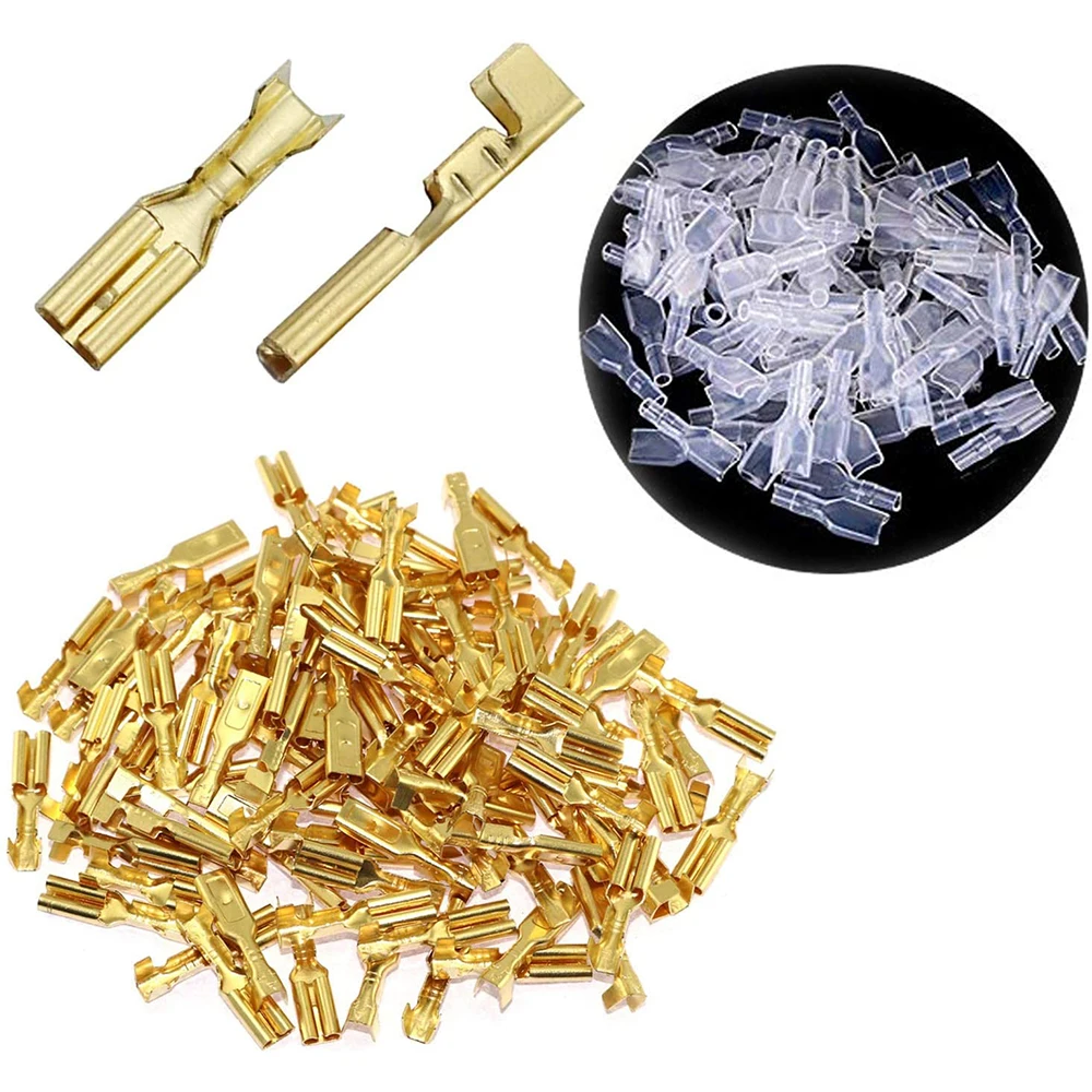 100Pcs 2.8mm 4.8mm 6.3mm Plug Spring Female Male Spade Cold Crimp Terminals Connector Car Speaker Electrical Wire Connectors Set |