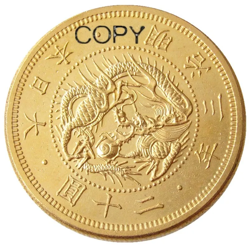 JP(26)Japan 20 Yen Gold-Plated Asian Meiji 3 Year Copy Coin | Дом и сад