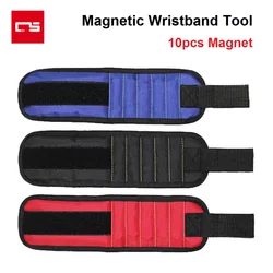 Herramienta de pulsera magnética, bolsa de herramientas Oxford portátil con imán fuerte de 10 piezas para tornillo, tuerca, Perno, broca, Kit de reparación, Organizador
