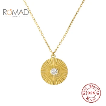 

ROMAD 100% Silver 925 Sterling Initial Necklace Women Top Luxury Cz Zircon Round Diamonds Necklace Bijoux Femme