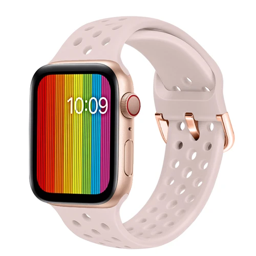 Силиконовый ремешок для Apple Watch band 38 мм 42 мм iWatch 4 band 44 мм 40 мм спортивный дышащий браслет ремешок для Apple watch 4 3 21 - Цвет ремешка: Pink sand