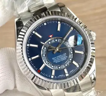 

Hot Sale Mens Automatic Mechanical Calendar 2813 Watch Stainless Steel Sky-Dwelle Mens Luminous Business Waterproof 30M Watch