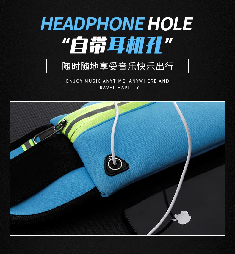 

New Style Multi-functional Gym Fitness Outdoor Running Marathon Sports Waist Pack Reflective Belt Bag 6.5-Inch