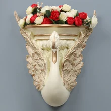 Европейские Роскошные художников стене висит смолы ваза в форме лебедя декоративный цветок ручной работы, свадебные украшения ТВ фон росписи