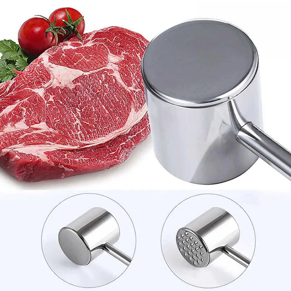 

Stainless Steel Long Handle Meat Hammer Tenderizer Beef Steak Kitchen Tools Two Sides Pounders Knock-sided For Pork Loose Tender