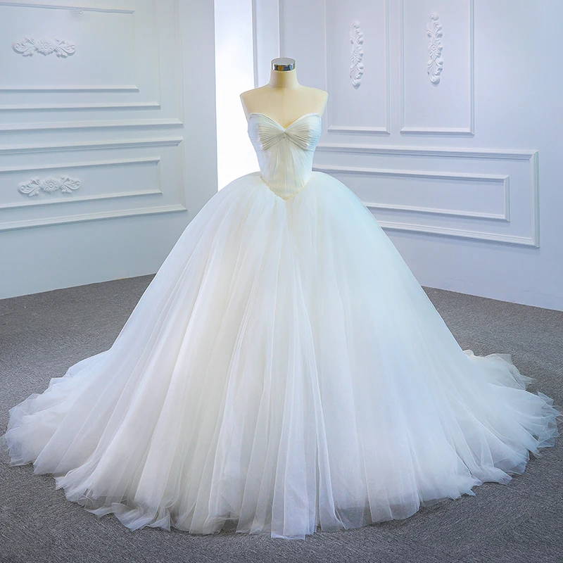 RSM66620 White Elegant Heart-Shaped Collar Wedding Bridal Gown 2021 Frill Transparent Backless Design Formal Skirt 3