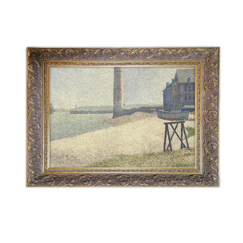 

Framed Georges Seurat lighthouse at honfleur framed wall art with Easy Assemble DIY Wood Frame