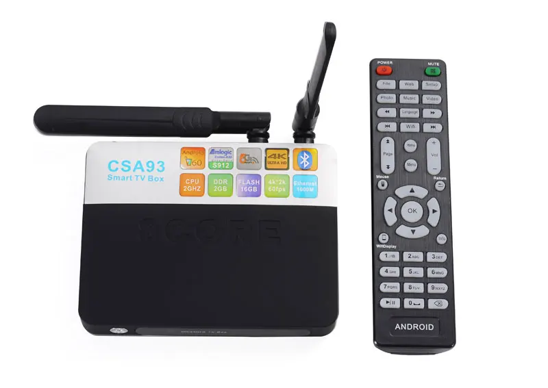 ТВ-приставка AUN CSA93, Amlogic S912 64 бит Восьмиядерный 3 ГБ+ 32 ГБ, 2,4/5G wifi BT4.0 1000M 4K телеприставка медиаплеер