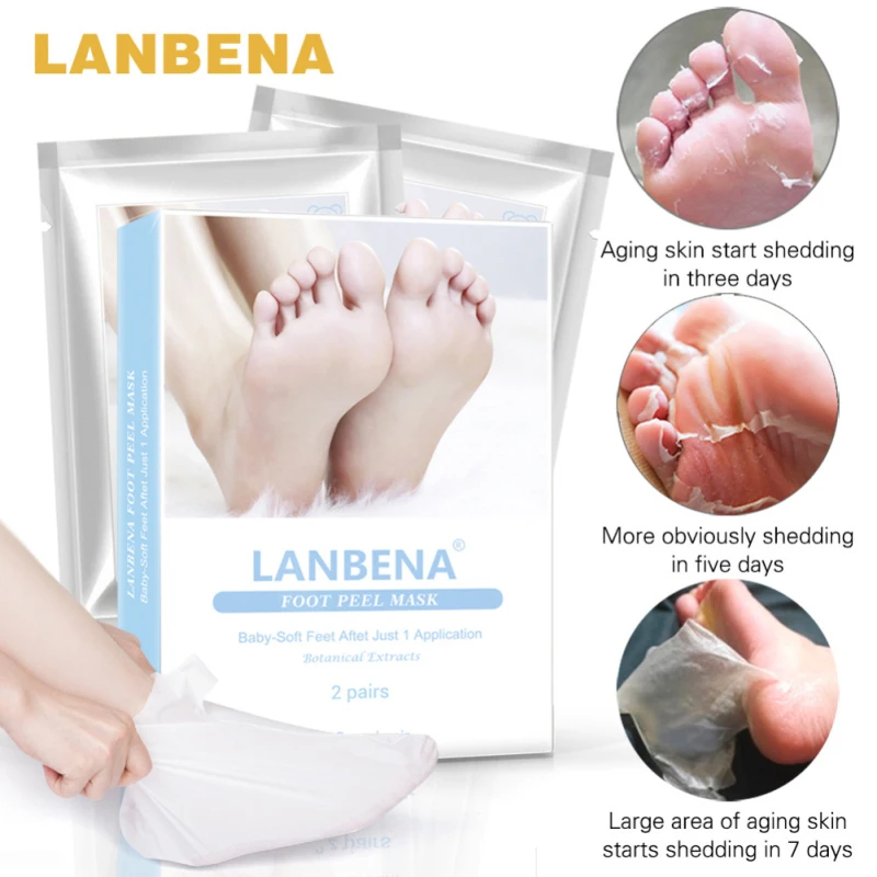 

2 Pair LANBENA Baby Exfoliating Foot Peel Mask Only Need One Pair Remove Dead Skin Thoroughly In 2-7 Days Foot Detox Pads TSLM1