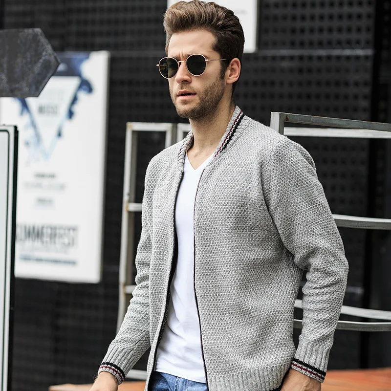 

Stylish Men's Casual Cardigan Autumn Long Sleeve Knitted Sweater Coat Full Zipper Quality Outwear Comfy Plus Size Clothing