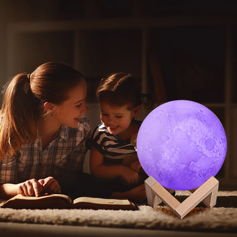 3d print colorful bluetooth msuic moon lamp rechargeable night light for moon light with 3colors 16colors remote decor gift