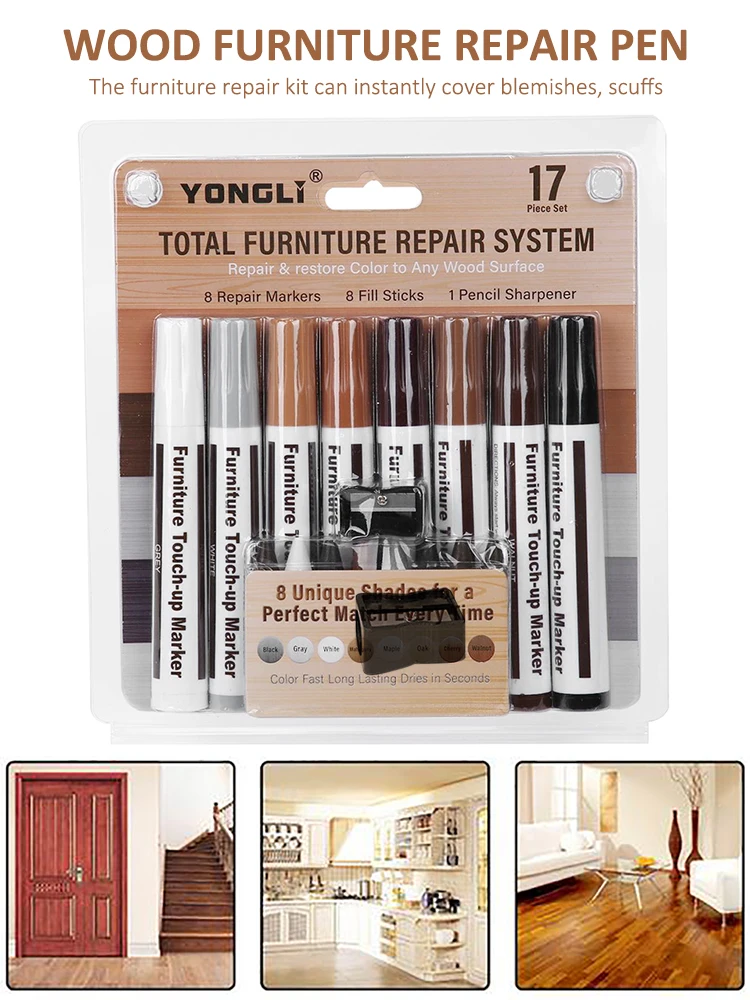 Furniture Touch Up Kit Set Markers Filler Sticks Wood Scratches Restore Scratch Patch Timber Paint Pen Wood Appropriate