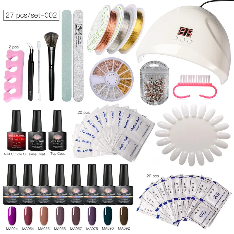 

MEET ACROSS Gel Nail Polish Kit UV Lamp Dryer Manicure Set Nail Gel Polish Soak Off Manicure Kit For Nail Art Tools