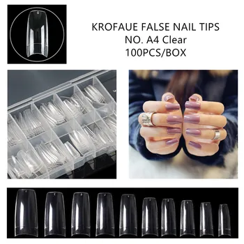 

KROFAUE False Nails Designs Manicure Tools DIY Nail Art Set Half Cover French Fake Nail Tips Acrylic False Nail