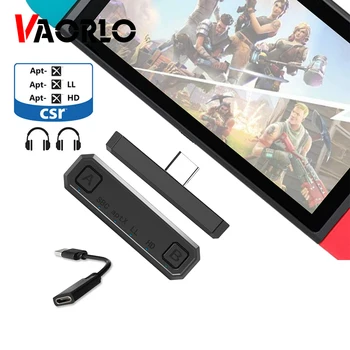 

VAORLO CSR Type-C Bluetooth 5.0 Audio Transmittier APTX HD/LL USB-C Stereo Multipoint Connect Wireless Adapter For Nintendo Swit