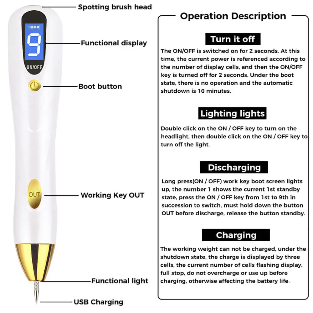 Уход за кожей моль тату удаление веснушек Лазерная плазменная ручка для удаления темных пятен ЖК-дисплей точечный для кожи лица бородавка салонный инструмент для красоты
