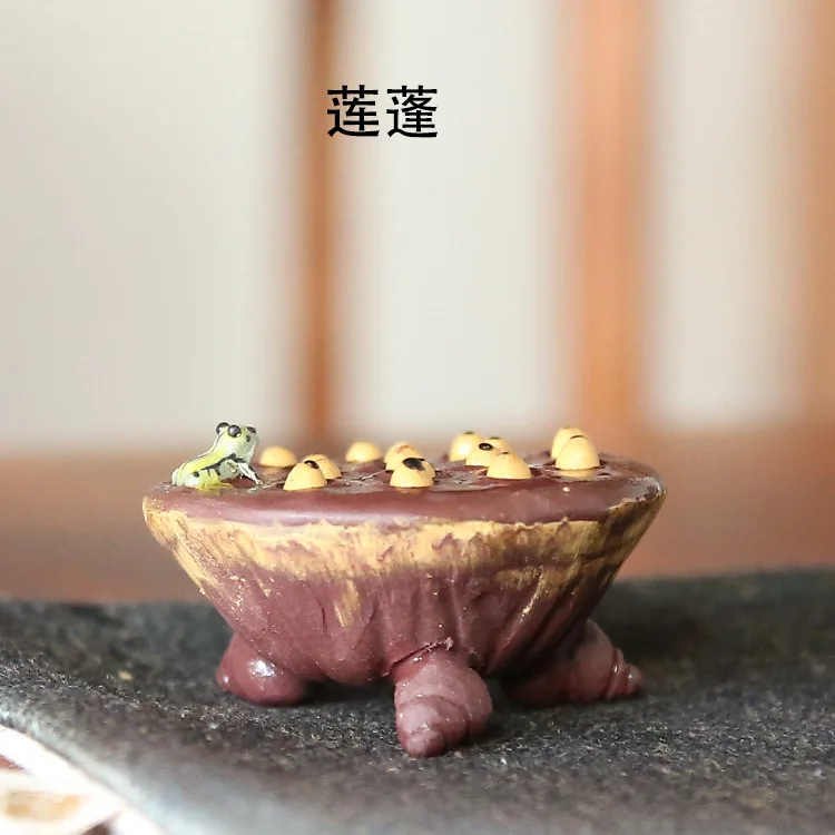 Lotus Seedpod Greenish Blue Frog Tea Ornaments Wholesale Clay Greenish Blue Toad Lotus Seed Craft Gift Customization Rain Sand M