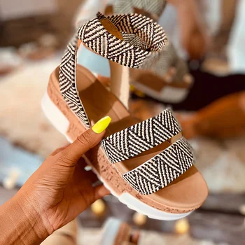

Women Sandals Platform new Summer Women Peep Toe High Wedges Sandals Ankle Buckles Thick bottom Sandalia