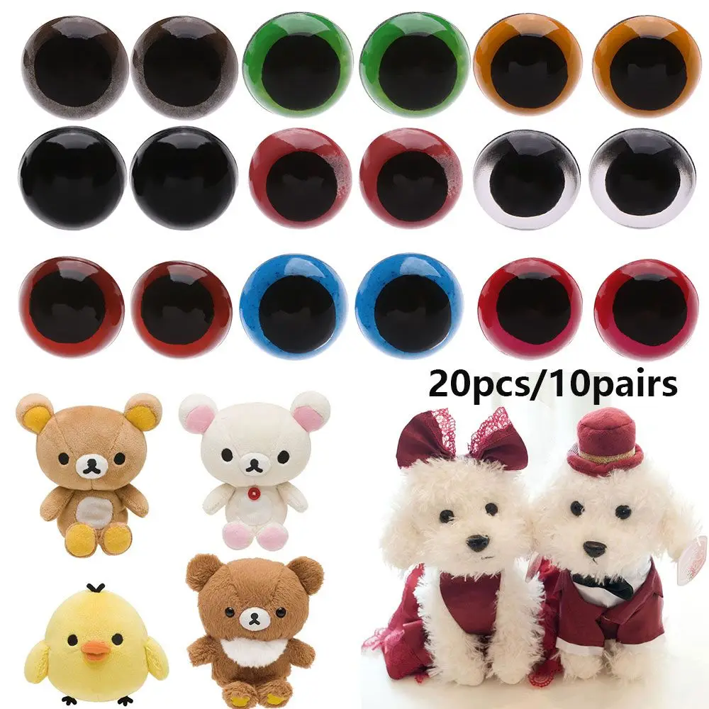 20pcs 9 Colors Puppet Crystal Plastic Safety Eyes Crafts Bear Animal Stuffed Toys Parts Washer DIY Dolls Puppet Accessories