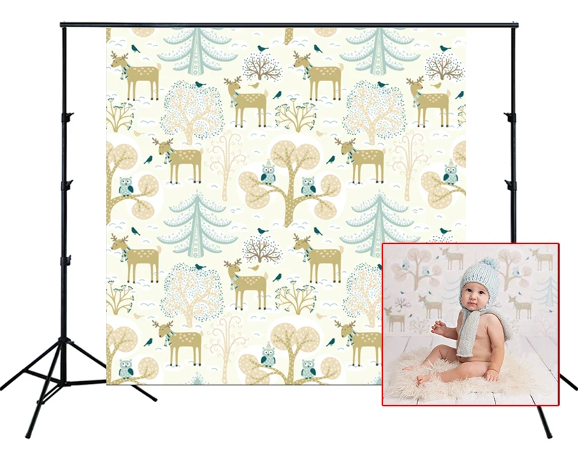 HUAYI Photography Backdrop Newborns Child Baby Birthday Photobooth Background Christmas Tree Deers Photo Props XT-5042 | Электроника