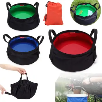 

Camping & Hiking Water Container Holder Folding Washbasin Footbath Sink Blue