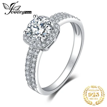 

JewelryPalace 1ct CZ Halo Engagement Ring 925 Sterling Silver Rings for Women Anniversary Ring Wedding Rings Silver 925 Jewelry
