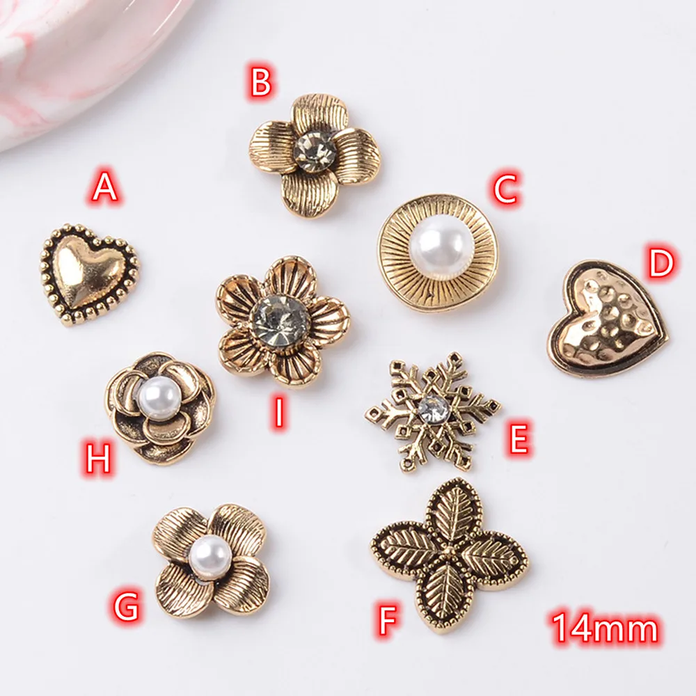 

Pearls Rhinestones Nail Art Decoration for Nail Decorations 20pcs Vintage Gold Flatback Rose Flower DIY Nail Art Accessories