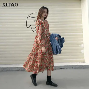 

XITAO Print Pattern Dress Fashion 2020 Spring Full Sleeve Small Fresh Casual Ruffle Patchwork Small Fresh Casual Dress DMY2824