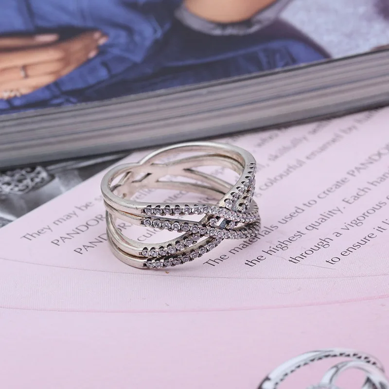 Подлинное 925 пробы Серебряное кольцо Forever Promise модное кольцо с кристаллом для женщин свадебный подарок модное ювелирное изделие