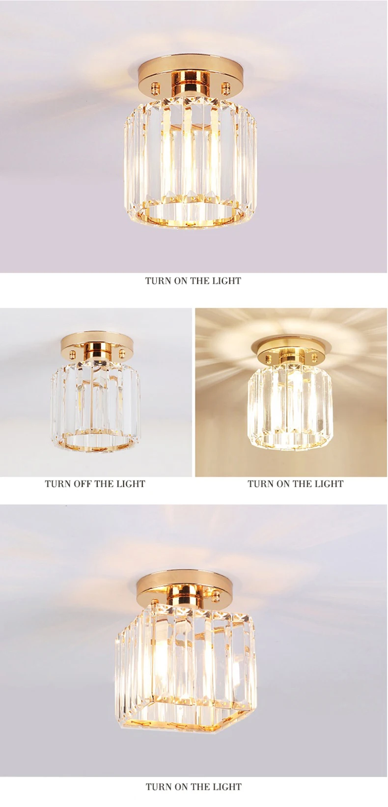 Nordic crystal ceiling light for aisle, corridor entrance, balcony, cloakroom,  luxury crystal small ceiling lamp hanging lights