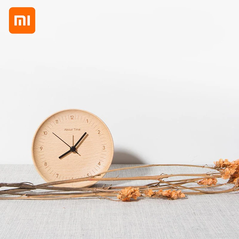 Xiaomi Mijia о времени будильник из натурального дерева минималистичный Настольный деревянный часы для Xiaomi умный дом
